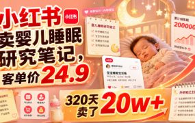 小红书卖婴儿睡眠研究笔记,客单价24.9,320天卖了20w+