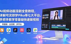 AI视频动画漫剧全套教程，详解可灵即梦Pika等七大平台，手把手教学零基础快速做视频