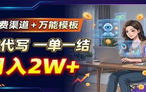 免费渠道+万能模板,AI代写一单一结,月入2W+