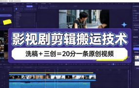 影视剧剪辑搬运技术，洗稿+三创=20分一条原创视频