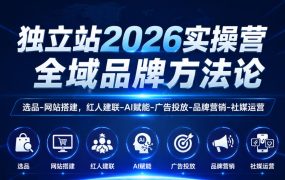 独立站2026实操营，全域品牌方法论，选品-网站搭建，红人建联-AI赋能-广告投放-品牌营销-社煤运营
