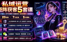 私域运营矩阵获客5套课：小红书量化×多平台截流×直播获客×绿泡泡量化×短视频IP×20设备×7大玩法