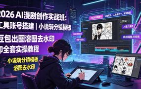 2026AI漫剧创作实战班:工具账号搭建|小说转分镜模板|豆包出图溶图去水印全套实操教程