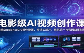 电影级AI视频创作课：精通Seedance2.0操作设置，多镜头成片、角色统一与音画叙事制作