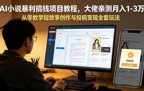 AI小说暴利搞钱项目教程，大佬亲测月入1-3万，从零教学短故事创作与投稿变现全套玩法