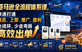 亚马逊全流程体系课,快速打通选品、上架、推广、盈利全闭环,少走弯路高效出单