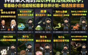 抖音某大佬的卡通类知识科普短视频教学，零基础小白也能轻松稳拿伙伴计划+精选独家收益(更新)