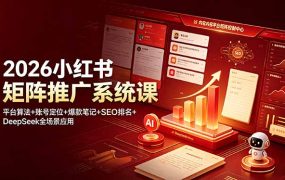 2026小红书矩阵推广系统课：平台算法+账号定位+爆款笔记+SEO排名+DeepSeek全场景应用