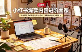 小红书爆款内容进阶大课，零基础从定位养号到爆款笔记，直播开店完整变现教学