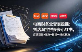 电商财务全套实操课:抖店淘宝拼多多小红书,店铺取数+记账+报税一站式解决