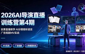 2026AI导演直播训练营第4期，实景直播教学AI分镜视听语言，广告短剧MV实战，解决人物画面崩坏痛点