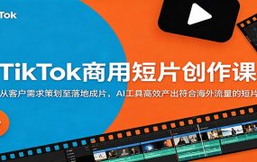 TikTok商用短片创作课：从客户需求策划至落地成片，AI工具高效产出符合海外流量的短片
