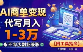 AI商单变现，靠代写月入1-3万，永不淘汰副业兼职【附工具指令】