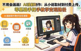 不用会画画!AI漫剧制作:从小说取材到付费上传,零基础手把手教学变现路径(更新