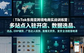 TikTok东南亚跨境电商实战训练营｜多站点入驻开店、数据选品、ERP铺货、广告达人投放、直播无货源发货全流程落地课