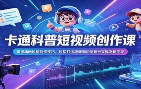 卡通科普短视频创作课:掌握动画风格制作技巧,轻松打造趣味知识类账号实现涨粉变现
