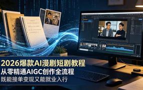 2026 爆款 AI 漫剧短剧教程 从零精通 AIGC 创作全流程 既能接单变现又能就业入行