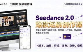Seedance 2.0短剧短视频创作课，零基础快速产出爆款短剧、短视频、MV内容，落地做账号实现变现