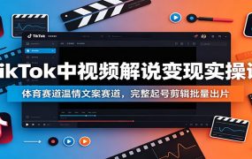 TikTok中视频解说变现实操课：体育赛道温情文案赛道，完整起号剪辑批量出片