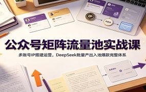 公众号矩阵流量池实战课：多账号IP搭建运营，DeepSeek批量产出入池爆款完整体系