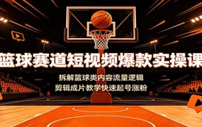 篮球赛道短视频爆款实操课:拆解篮球类内容流量逻辑,剪辑成片教学快速起号涨粉