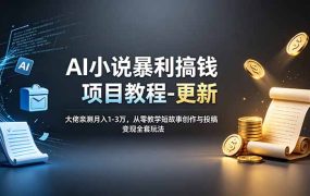 AI小说暴利搞钱项目教程-更新，大佬亲测月入1-3万，从零教学短故事创作与投稿变现全套玩法