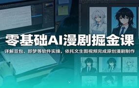 零基础AI漫剧掘金课：详解豆包、即梦等软件实操，依托文生图视频完成原创漫剧制作