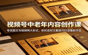 视频号中老年内容创作课:专攻图文与视频两大形式,依托选材文案技巧打造爆款作品