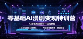 零基础AI漫剧变现特训营：小说改编剧本分镜实操，AI建模剪辑发布一站式教程