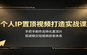 个人IP置顶视频打造实战课：手把手制作高转化置顶片，搭建稳定短视频获客体系