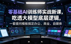 零基础AI训练师实战课，吃透大模型底层逻辑，一套提问模板搞定办公、商业、自媒体、设计、生活全场景AI落地应用