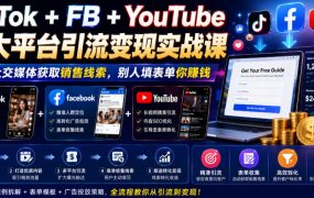 TikTok+FB+YouTube三大平台引流变现实战课，通过社交媒体获取销售线索，别人填表单你賺钱【原创双语字幕】