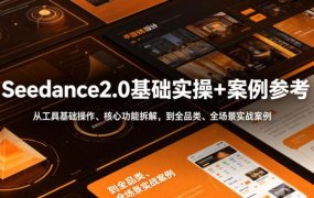 Seedance2.0基础实操+案例参考，从工具基础操作、核心功能拆解，到全品类、全场景实战案例参考全覆盖