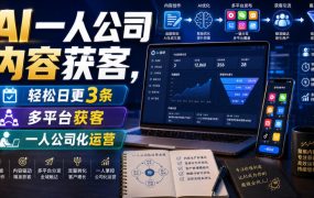 AI一人公司内容获客，轻松日更3条，多平台获客，一人公司化运营