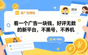 看一个广告一块钱，好评无数的新平台，不黑号，不养机【揭秘】