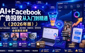 AI+Facebook广告投放从入门到精通(2026年版)|账户体系搭建・直播投流・素材策略・数据优化・聊单变现全链路实战课