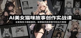 AI美女猫咪故事创作实战课：全套角色卡模板案例，故事板风格参数可控出片教程
