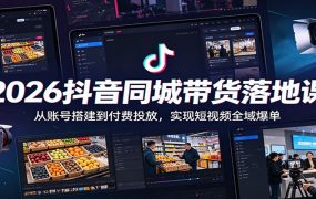 2026抖音同城带货落地课：从账号搭建到付费投放，实现短视频全域爆单