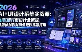 2026 AI+UI设计系统实战课：AI赋能界面设计全流程，从图标创作到商业级作品集打造