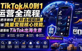 TikTok从0到1运营全流程，手把手教你避开合规陷阱，掌握流量变现核心技能，快速落地TikTok出海生意(更新7月)