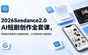 2026Seedance2.0AI短剧创作全套课，零基础系统教学AI漫剧短视频，从灵感到成片完整落地