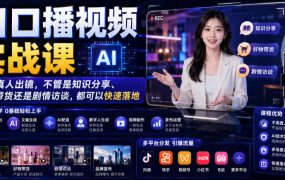 AI口播视频实战课，不用真人出镜，不管是知识分享、好物带货还是剧情访谈，都可以快速落地