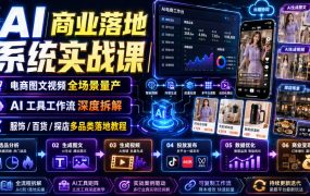AI商业落地系统实战课｜电商图文视频全场景量产・AI工具工作流深度拆解・服饰/百货/探店多品类落地教程