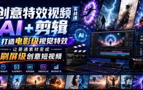 创意特效视频实战课,AI+剪辑打造电影级视觉特效,让普通素材变成刷屏级创意短视频