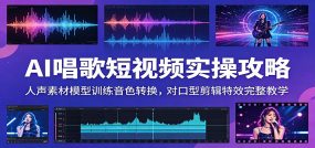 AI唱歌短视频实操攻略：人声素材模型训练音色转换，对口型剪辑特效完整教学