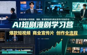 AI短剧漫剧学习营，系统讲解AI短剧、漫剧、影视预告片、爆款短视频与商业宣传片的创作全流程
