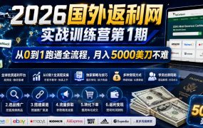 2026年国外返利网实战训练营第1期，从0到1跑通全流程，月入5000美刀不难