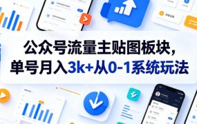 公众号流量主贴图板块，单号月入3k+从0-1系统玩法