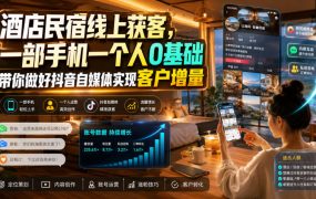 酒店民宿线上获客，一部手机一个人0基础带你做好抖音自媒体实现客户增量