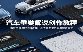 汽车垂类解说创作教程：爆款流量底层逻辑拆解，AI文案配音剪辑多赛道教学